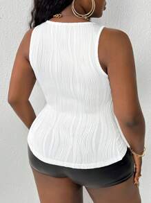 Slaydiva Áo ba lỗ có họa tiết vừa vặn cỡ lớn sành điệu - trắng - Xem 2