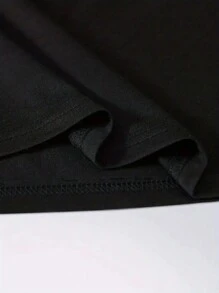 Manfinity Dauomo Men's Letter Print Round Neck T-Shirt - Black - View 4