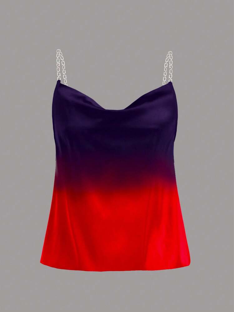 Plus Size Ombre V-Neck Halter Backless Camisole