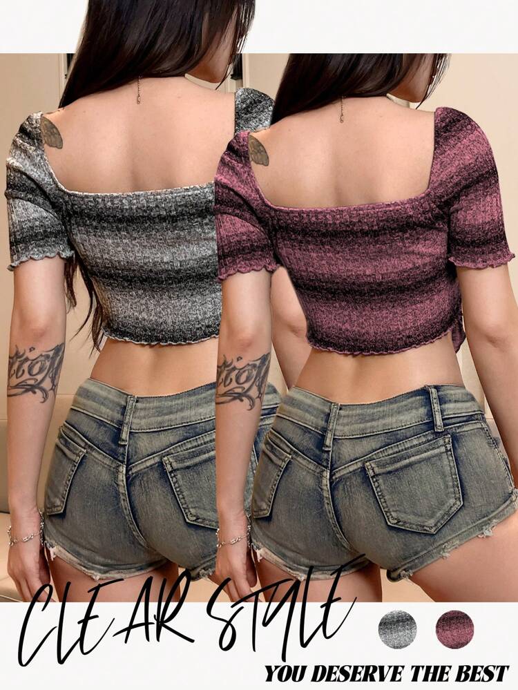 Women's Striped Asymmetric Hem T-Shirt Fall Cloth For Women