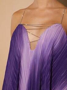 SHEIN Unity Ombre Plisse 水钻系带连衣裙 - 彩色 - 查看 4