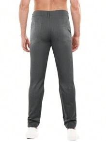 Men Casual Chino Pants - Grey - View 2