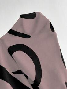 SHEIN Clasi 滿版印花後鎖孔繞頸直筒連衣裙 - 棕色 - 查看 6