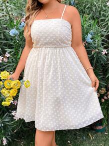 Flirla Plus Size Solid Color Textured Halter Back Knot Sleeveless Dress