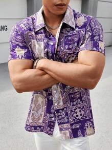 Manfinity RSRT Nam Ngắn tay Áo sơ mi Với In Tất cả - Nhiều màu - Xem 3