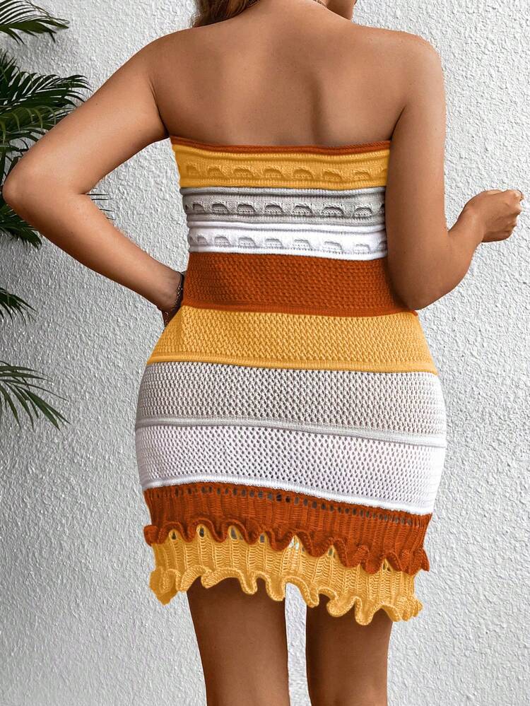 Plus Size Women's Striped Knitted Sweater Dress