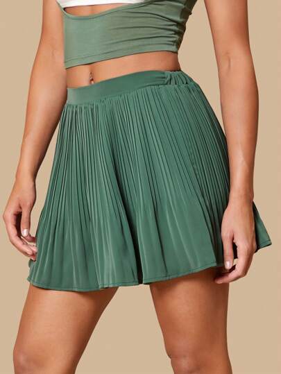 SHEIN Tall 女士單色百褶裙