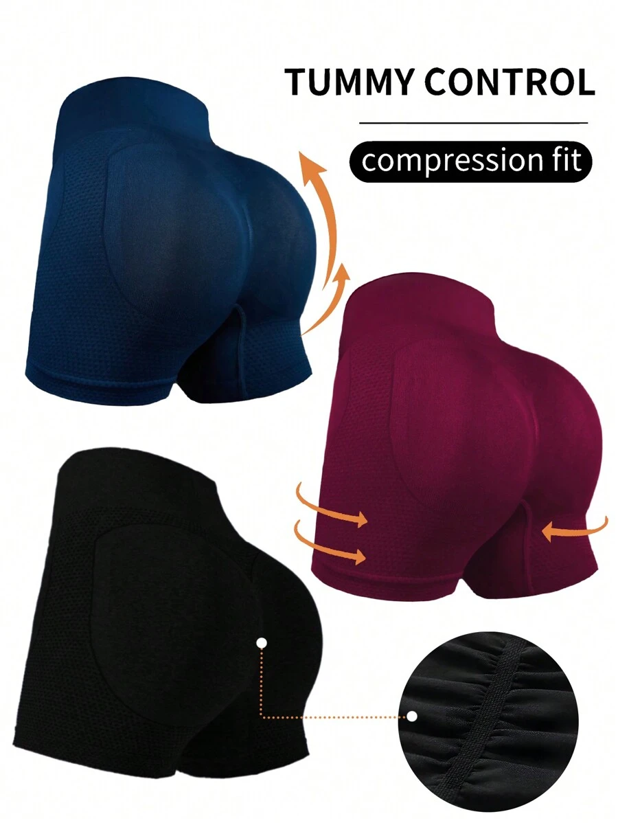 SHEIN Velisys 3 pezzi Pantaloncini sportivi senza cuciture con vita larga, pantaloncini per il sudore, pantaloncini da palestra, pantaloncini da ciclista per donne