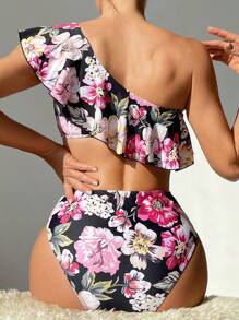 SHEIN Swim Women's Flower Pattern Printed Bikini Set Summer Beach - Multicolor - View 2