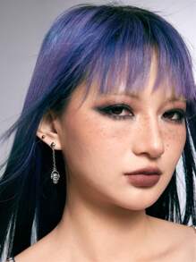 ROMWE Grunge Punk 1 Par De Aretes Con Forma De Calavera (número Aleatorio De Anillos) - Plateado - Ver 3