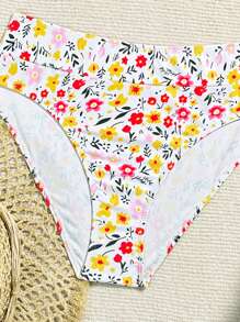 Swim Mod Ensemble bikini bandeau avec imprimé de petites fleurs, pour l'été à la plage