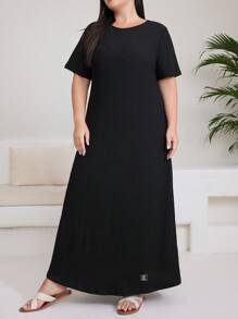 Mulvari Vestido De Talla Grande De Textura De Color Sólido