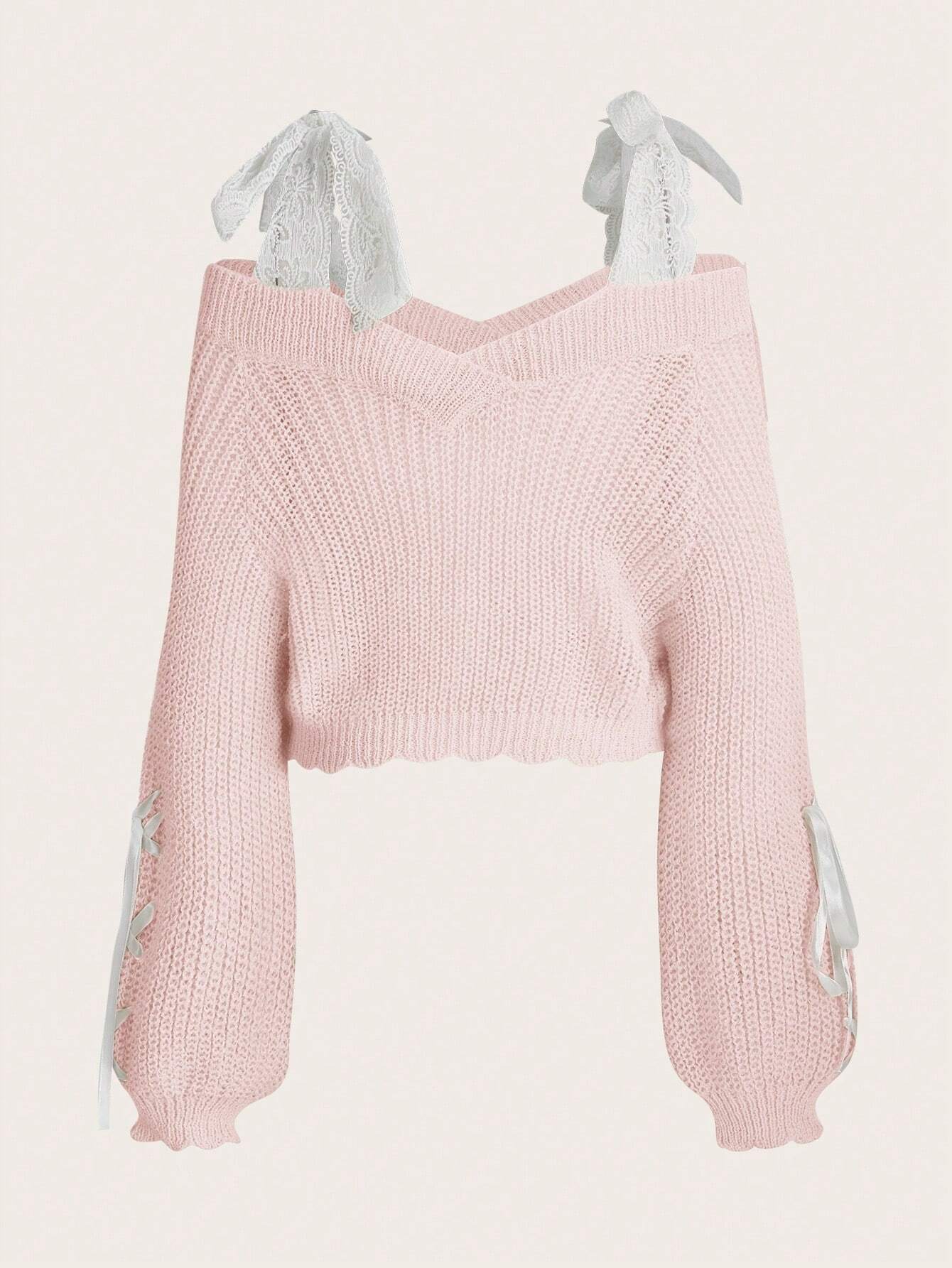 Our Kawaii Himekaji Cold Shoulder Cable Knit Sweater, School