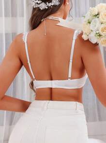 SHEIN Elegant White Embroidery Lace Push Up Bra For Women Sexy Lingerie Bridal Underwear - White - View 2
