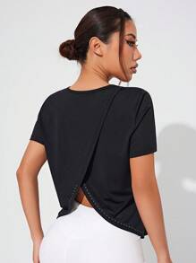 Easithlete Long Sleeve Active Top Workout Tank Top Gym Women Shirts - Black - View 1