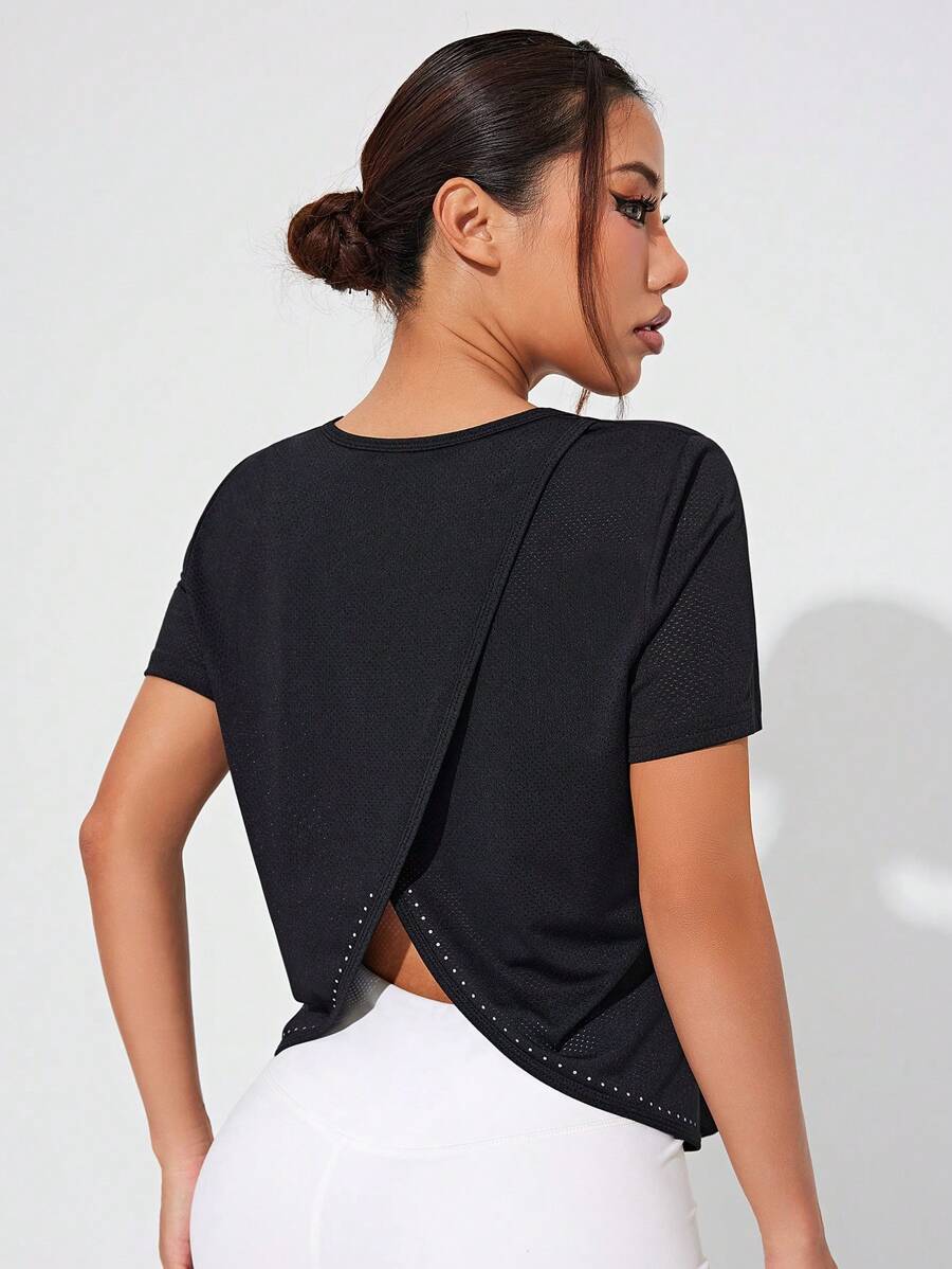 Easithlete Long Sleeve Active Top Workout Tank Top Gym Women Shirts - Black - View 1