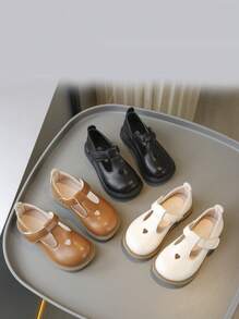 1pair Fashionable Beige Baby Girl Flat Shoes