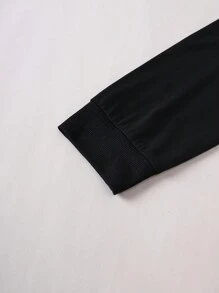 Manfinity Campus Court Men's Plus Size Letter Printed Round Neck Casual Sweatshirt - Black - View 4