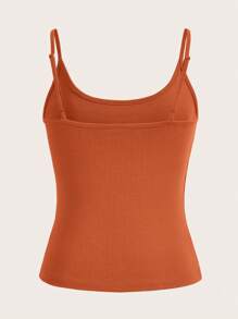 SHEIN BASICS Top de tirantes unicolor para mujer - Color caoba - Ver 2