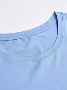 Manfinity Homme 男士加大碼字母印花短袖t恤搭配抽繩腰長褲套裝 - 彩色 - 查看 4