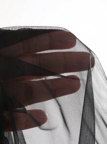 FRIFUL Women's Sheer Mesh Cami Top With Strap - Black - View 8