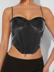 SHEIN Haute Regata feminina com estampa assimétrica e bainha Cami - Preto - Ver 3