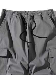 男士宽松休闲薄款工装短裤，百搭夏季街头服饰 - 深灰色 - 查看 4