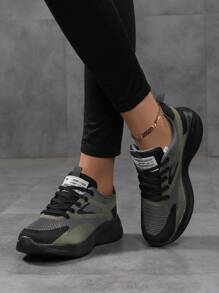 Women's Breathable Mesh Lightweight Casual Running Shoes With Soft Sole For Comfort - Dark Green - View 5