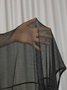 Firerie Women's Elegant And Sexy Sheer Mesh Off Shoulder Loose Top With Ruffle Commuting Daily Date Party Detail, Shimmery, Anti-Uv, For Spring/Summer 2024 (No Breast Wrap), Perfect For Vacation, Outing, Music Festival, Shopping, Date, Cocktail Party