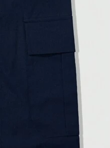 ROMWE MEN Street Life Celana Pria Kolor Kantong Huruf Casual - Biru - View 4