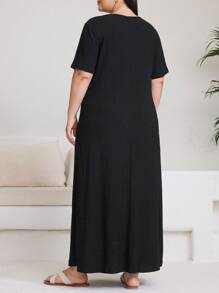 Mulvari Vestido De Talla Grande De Textura De Color Sólido