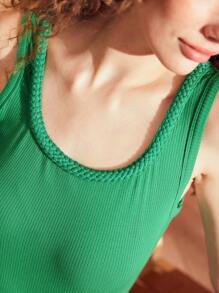 MOTF PREMIUM 純色肋針運動背心 - 綠色 - 查看 2