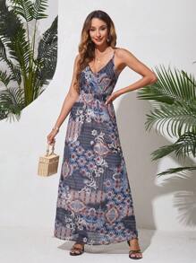 Aveloria Random Printed Spaghetti Strap Dress