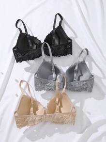 3pcs/Set Lace Underwire Bra With Underwire - Multicolor - View 2