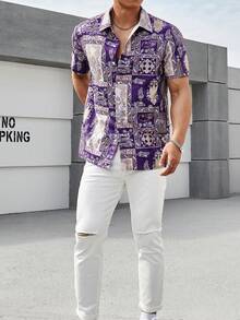 Manfinity RSRT Nam Ngắn tay Áo sơ mi Với In Tất cả - Nhiều màu - Xem 6
