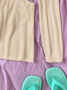Swim Vcay Vestito copri costume solid color a maglia mini con scollo a V per la spiaggia d'estate