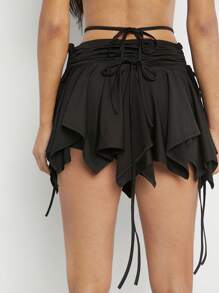 SHEIN Unity Drawstring Ruched Tie Flare Fashion Skirt