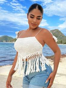 SHEIN SXY Summer Vacation Beach Short White Tank Top