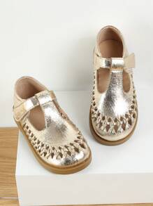 Golden Children's Shoes For Toddler & Little Girls, Flat Bottom & Jelly Material - Gold - View 6
