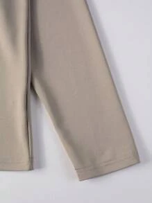 Manfinity Homme 男士彩色领长袖正式工作纽扣 Polo 衫，适合丈夫 - 卡其色 - 查看 6