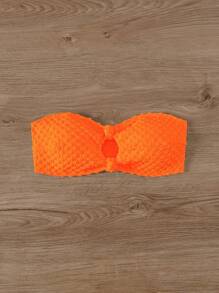 SHEIN Swim Áo bikini không dây màu trơn dành cho nữ, kiểu áo quây, thích hợp mặc đi biển, dự lễ hội âm nhạc mùa hè, đi biển. - trái cam - Xem 5