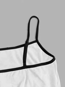 SHEIN EZwear 休闲性感百搭黑白拼色吊带背心，夏季修身女式 - 白色 - 查看 4