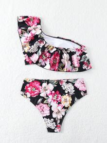 SHEIN Swim Women's Flower Pattern Printed Bikini Set Summer Beach - Multicolor - View 7