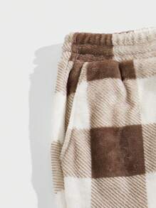 Manfinity VCAY Pantalones Deportivos De Pierna Recta Con Cordón En La Cintura Y Estampado De Cuadros De Punto Para Hombre