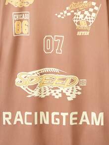 Teen Boy Letter & Number Print Colorblock T-Shirt - Brown - View 6