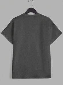 RueChic Men Letter Graphic Tee - Dark Grey - View 2