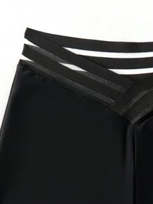 Swim Lushoire Quần bơi bó màu trơn đi biển mùa hè cho nữ - màu đen - Xem 7