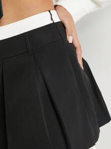SHEIN Unity Colorblock High Waist Layered Pleated Skirt