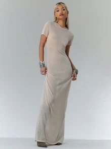 MUSERA Knit Hooded Maxi Sweater Dress Casual, Spring - Grey - View 1