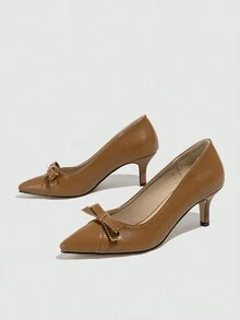 Quý cô Mới Pointed Toe Dao găm nhỏ Cơ bản Giày cao gót Giày dép Cho công việc & Mặc hàng ngày - màu nâu - Xem 2